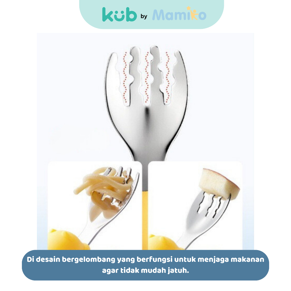 KUB x CL Stainless Steel Spork Set Sendok Garpu Bayi MPASI Lengkung 45 Derajat Foto 4