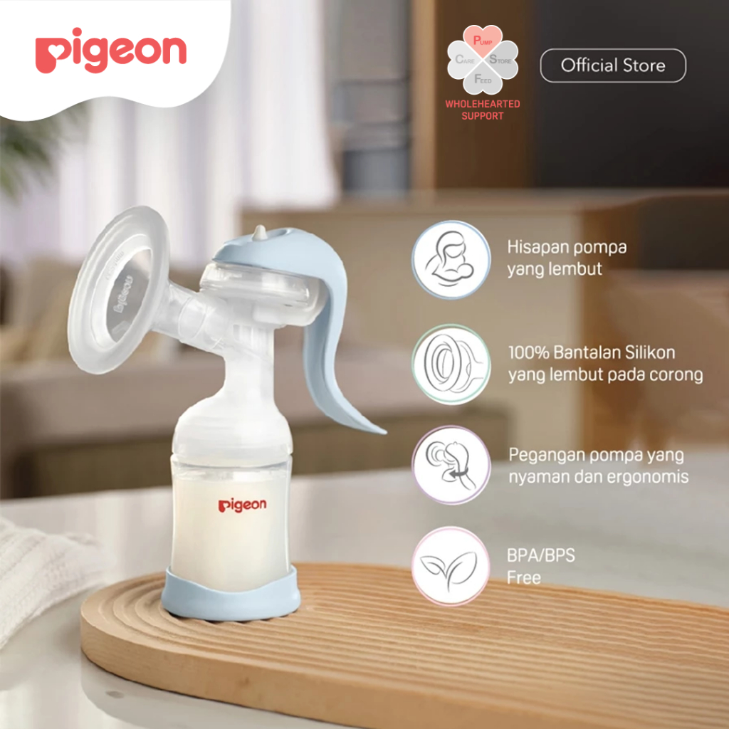 Pompa ASI Manual Pigeon BPA Free Dual Phase Stimulasi & Pemerahan Foto 3