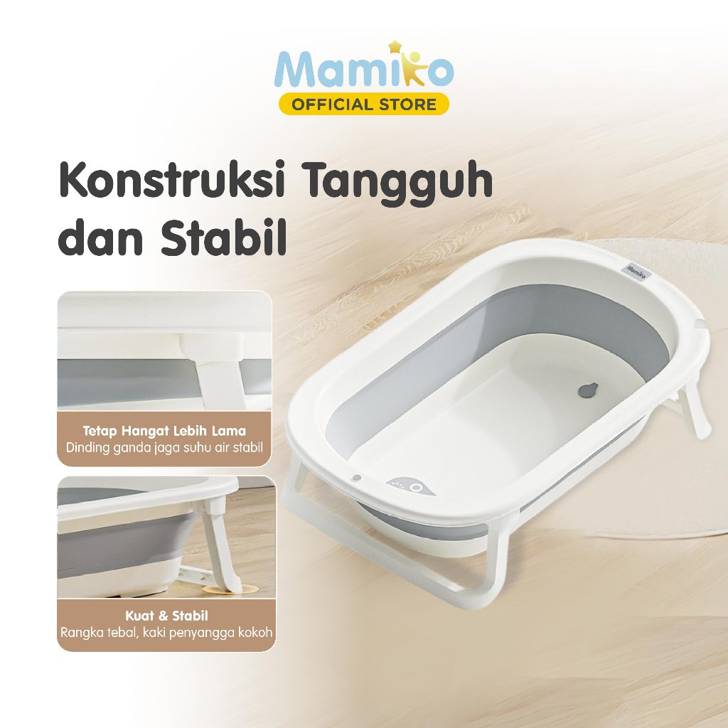 Bak Mandi Bayi Lipat Mamiko Foldable Portable Baby Bath Tub Anti Selip Foto 4
