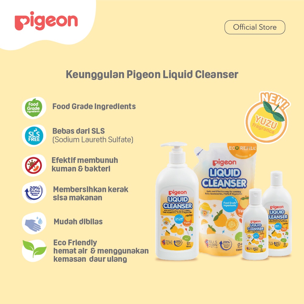 Pigeon Liquid Cleanser Yuzu 700ml Cairan Pembersih Botol & Alat Makan Bayi Foto 3