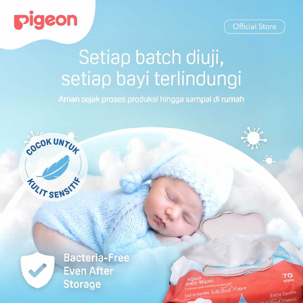 Pigeon Baby Wipes Pure Water Tisu Basah Bayi Lembut Fragrance Free 1 Pack Foto 3