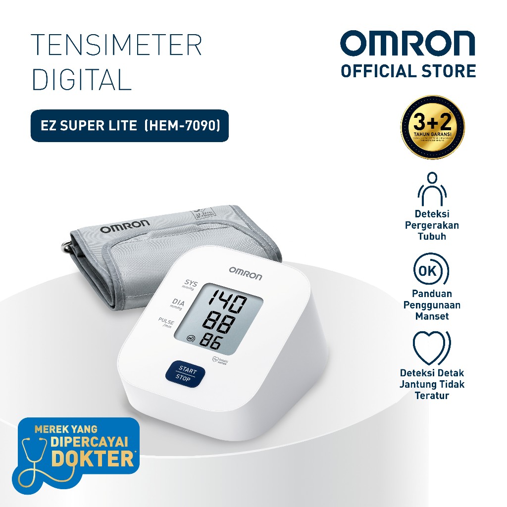 Omron Tensimeter Digital HEM-7090 & HEM-7124 Upper Arm Blood Pressure Monitor IntelliSense Foto 6