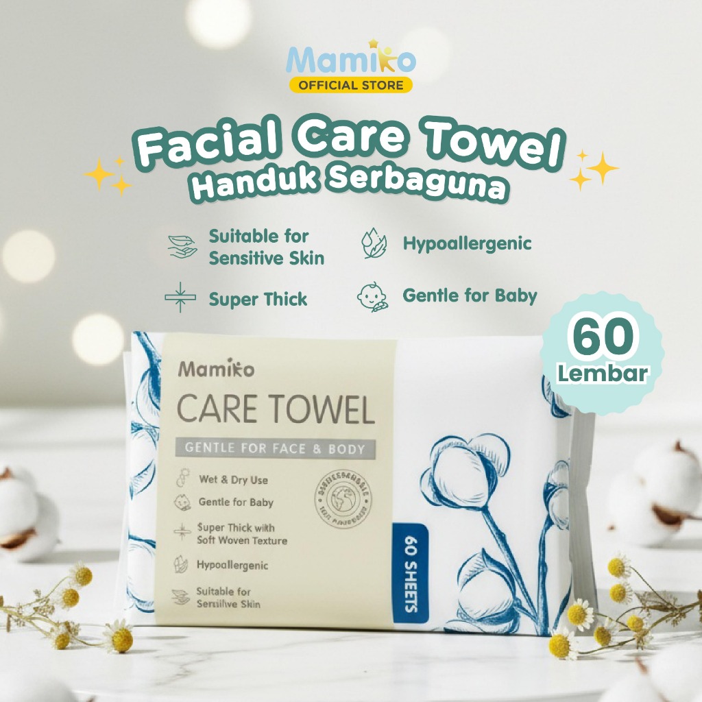 Mamiko Facial Care Towel Tisu Kering Bayi 60 Lembar Sisi 3D & Polos Tebal Foto 8
