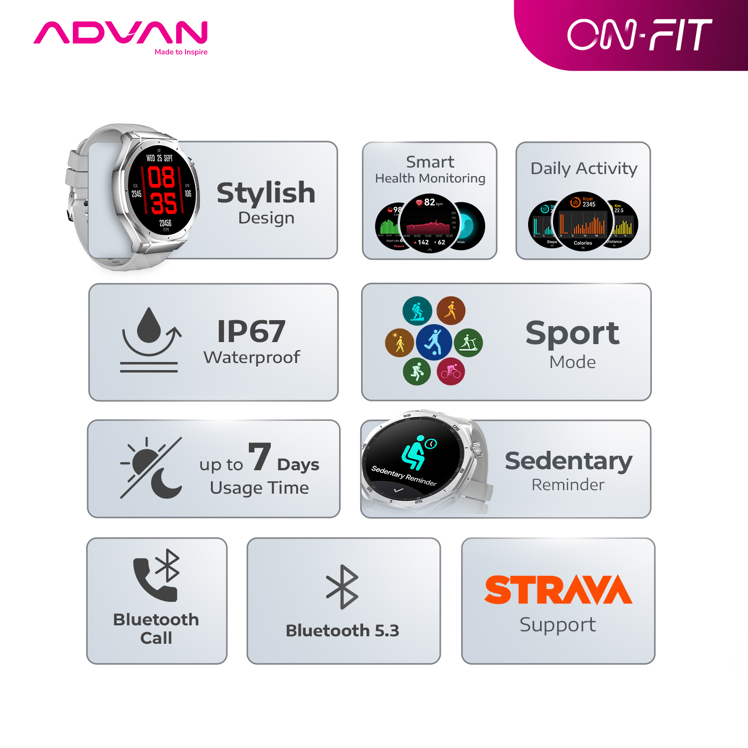Advan ONFIT P4 Smartwatch Bluetooth Calling Foto 8