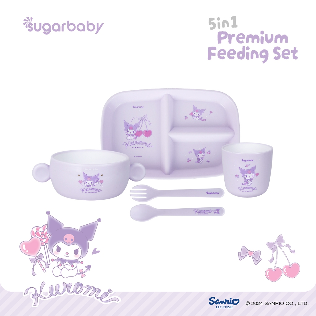 Sugarbaby 5in1 Premium Feeding Set Sanrio Collection Peralatan Makan Bayi Food Grade Foto 7