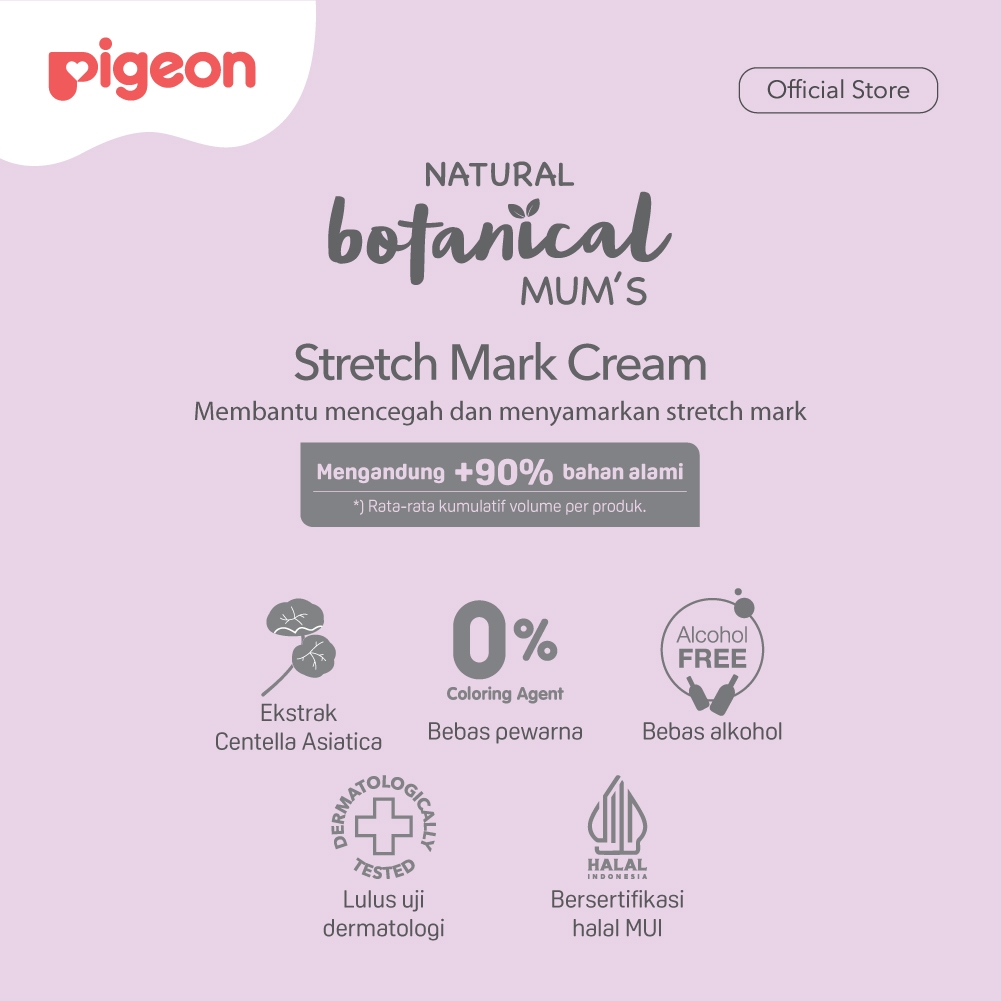 Pigeon Botanical Mum's Stretch Mark Cream 100ML Krim Pencegah & Pemudar Stretch Mark Ibu Foto 3
