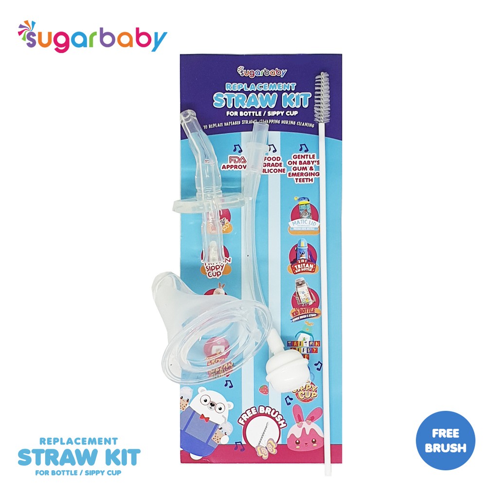 Sugar Baby Replacement Straw Sedotan Sippy Cup TSC21320 dengan Pemberat Gravitasi dan Sikat Pembersih