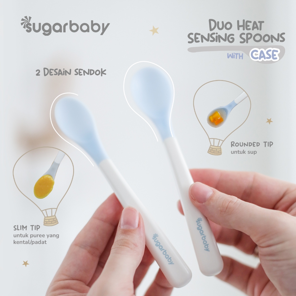 Sendok Makan Bayi Sugarbaby Duo Heat Sensing Spoon BPA Free dengan Case 3 Warna Foto 2