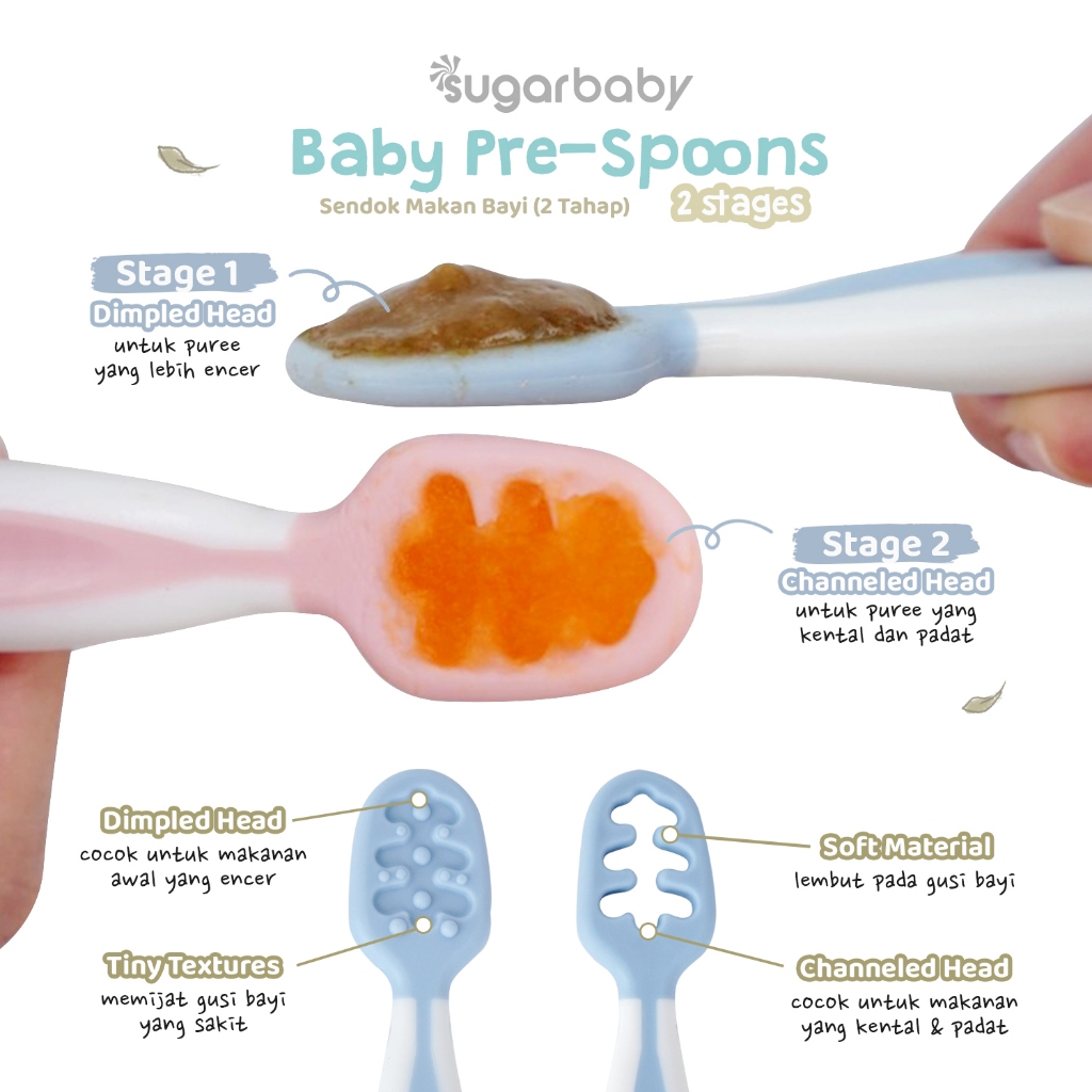 Sendok Belajar Bayi Sugar Baby Pre Spoon 2 Stages BPA Free Training Spoon MPASI Foto 5