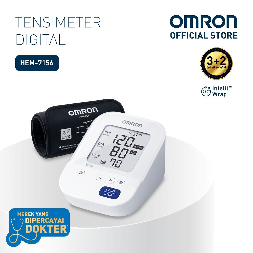 Tensimeter Digital Omron HEM-7156 dengan Manset IntelliWrap 360° dan Indikator Hipertensi
