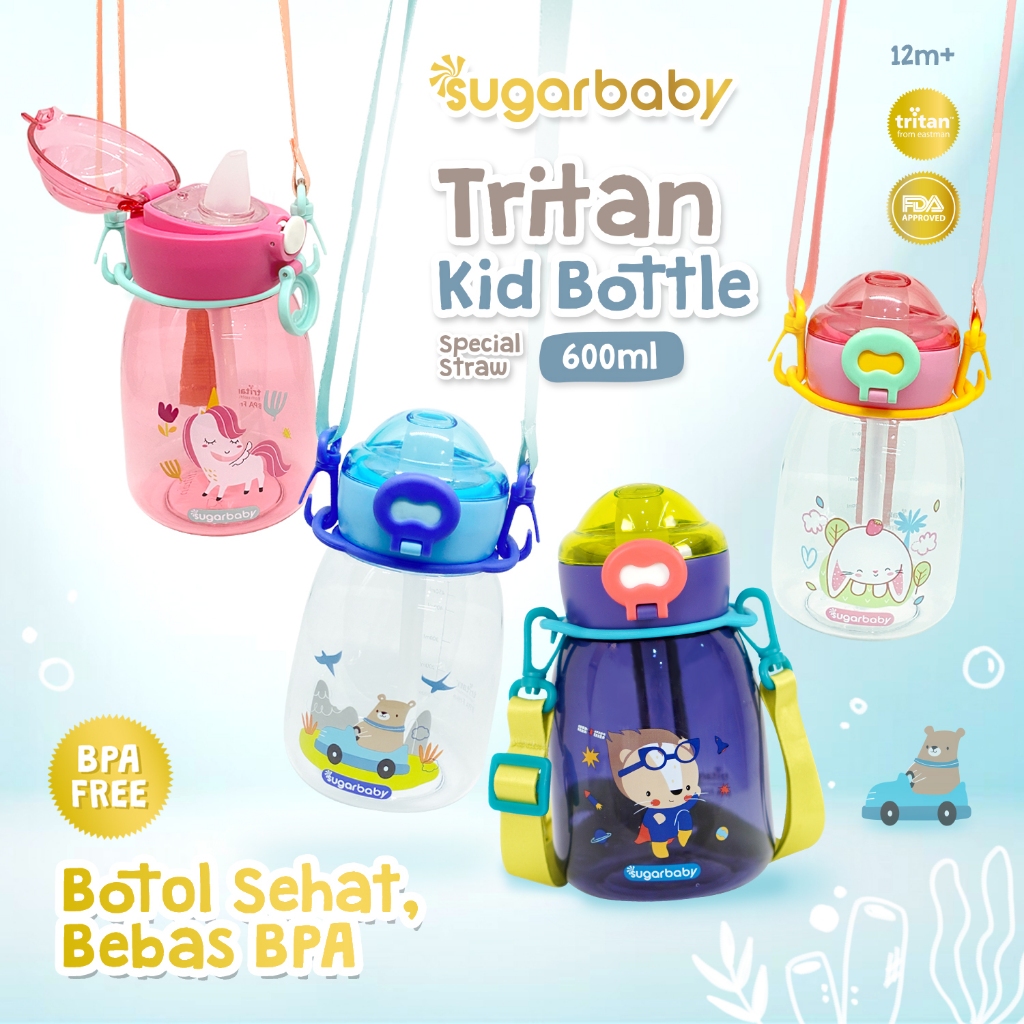 Botol Minum Anak Sugarbaby Tritan Kids ST 600ml Special Straw BPA Free Anti Bocor Foto 3