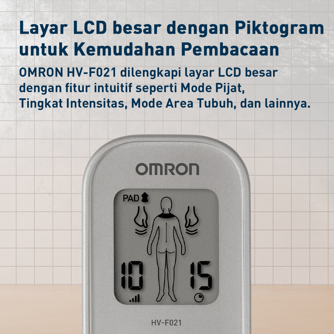 Omron Alat Pijat Elektronik TENS HV-F021 Pulse Massager 9 Mode 15 Level Intensitas Foto 7