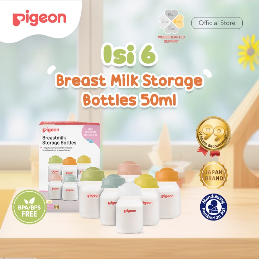Botol Penyimpanan ASI Pigeon PP Set Hemat 50 ml 6pcs & 120 ml 3pcs Foto 5