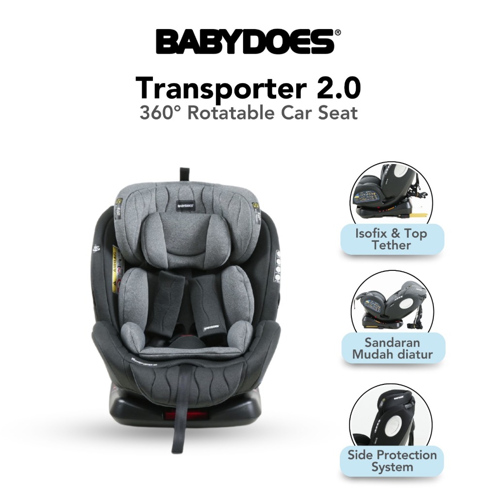 Babydoes Transporter 2.0 Car Seat 360° Rotasi ISOFIX 5-Point Safety Belt