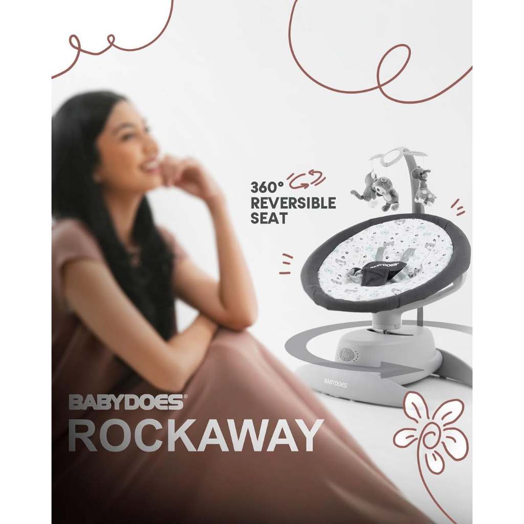 Babydoes Rockaway Baby Swing Elektrik Kursi Putar 360 Remote Control Foto 3