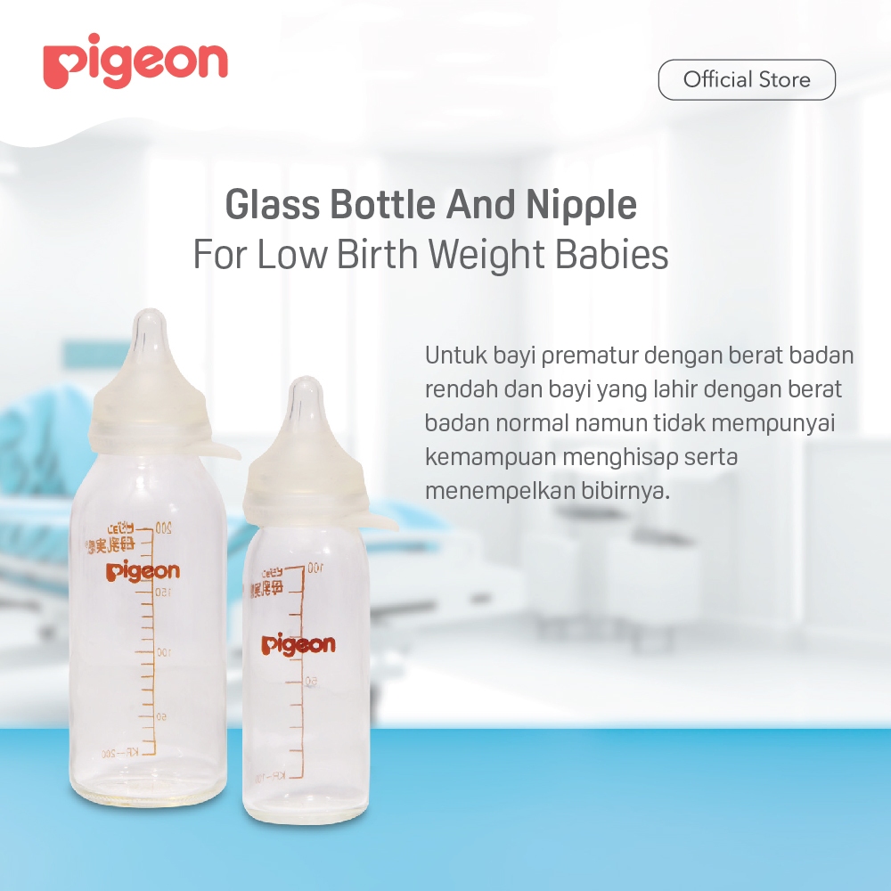Botol Susu Kaca Pigeon Borosilicate untuk Bayi Prematur & Berat Lahir Rendah Foto 4