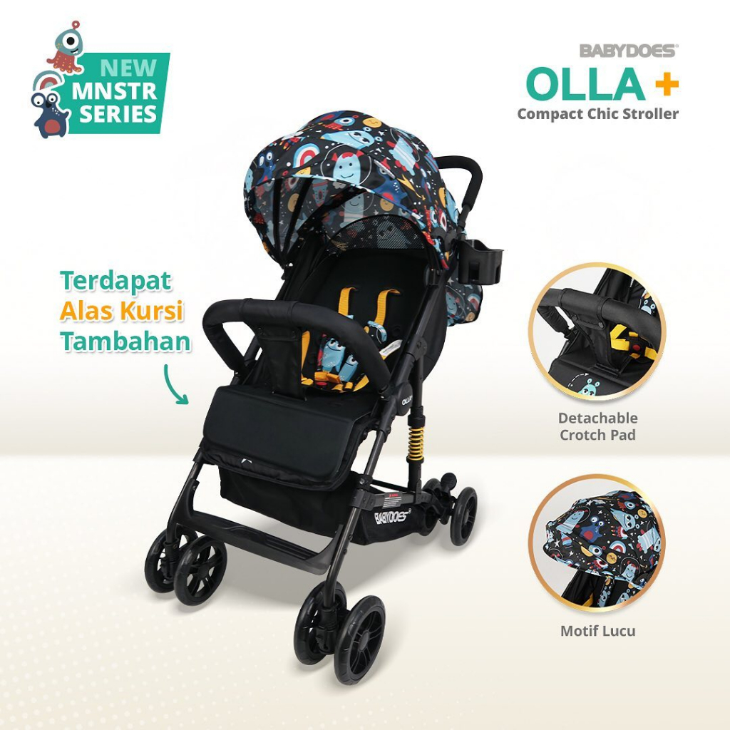 Stroller Bayi Babydoes Olla+ MONSTER Series 3 in 1 Newborn to Toddler 20kg Foto 8