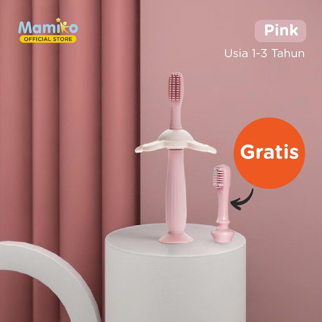 Mamiko Sikat Gigi dan Lidah Bayi 1-3 Tahun Silikon Food Grade Dual Sisi Training Foto 5