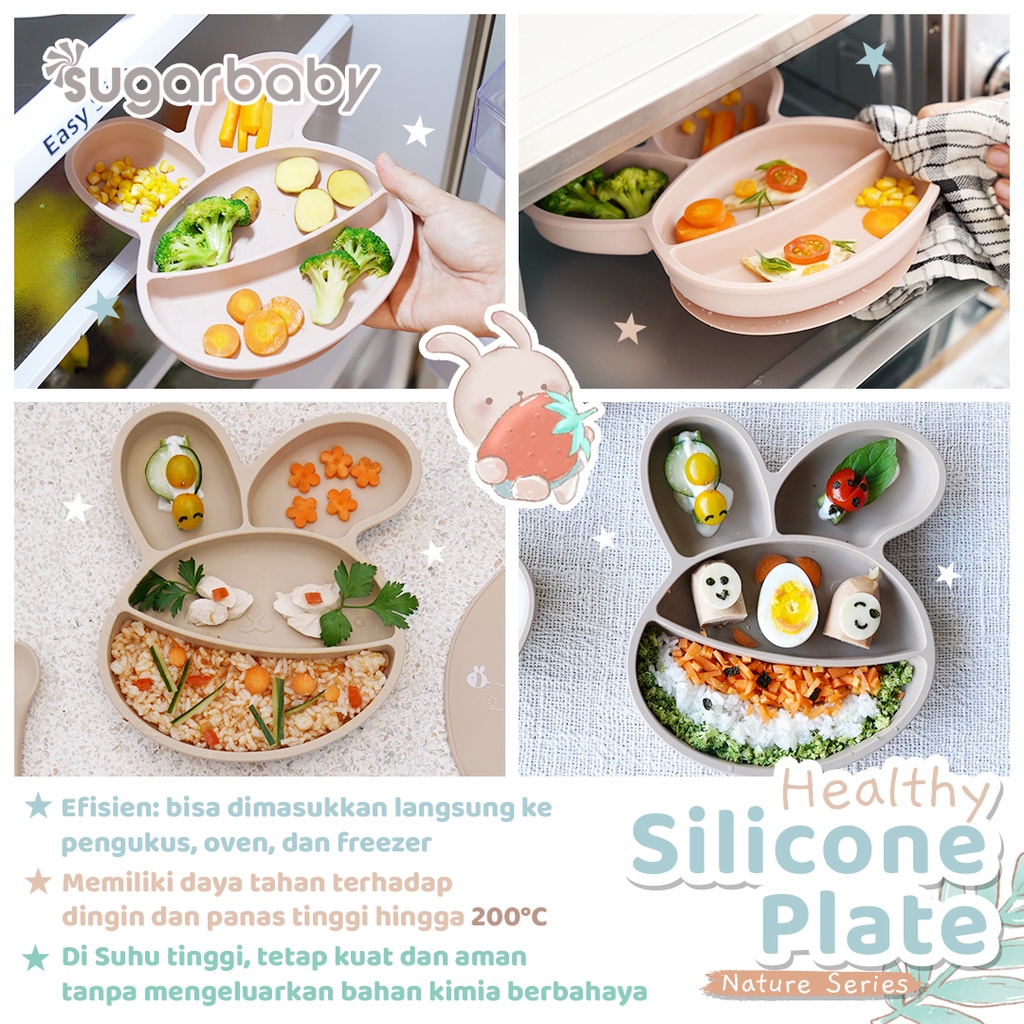 Piring Silikon Bayi Sugarbaby Healthy Silicone Plate Nature Series Food Grade FDA Foto 4