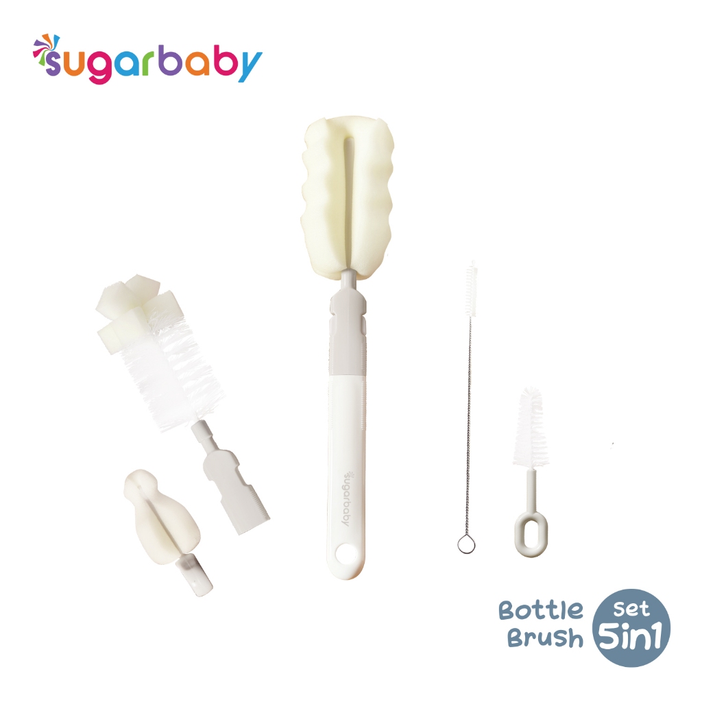 Sugarbaby Bottle Brush Set 5in1 Sikat Botol Susu Bayi Multifungsi dengan Pegangan Lepas Pasang Foto 6