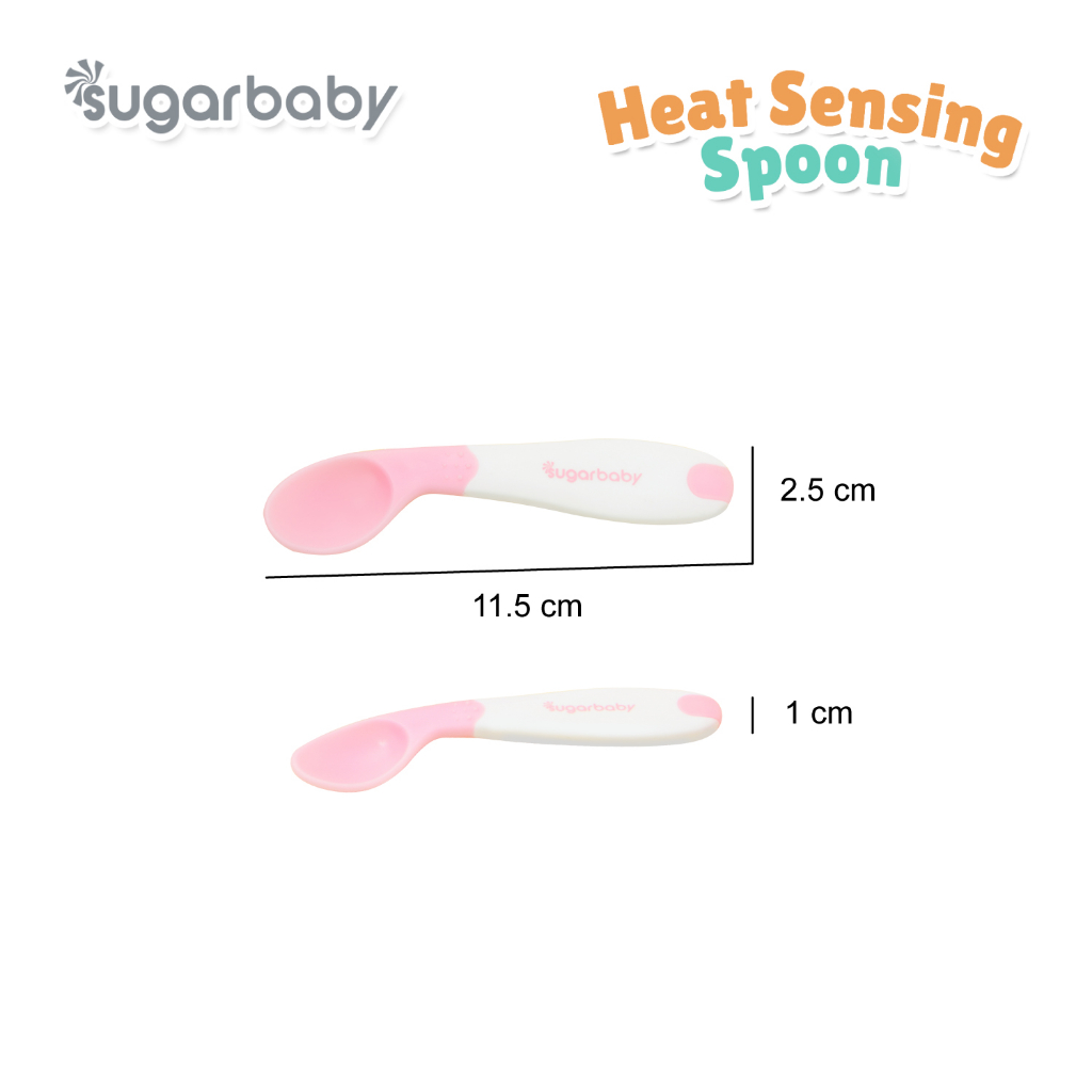 Sugar Baby Sendok Bayi Sensor Panas Food Grade Polypropylene Warna Blue & Pink Foto 5