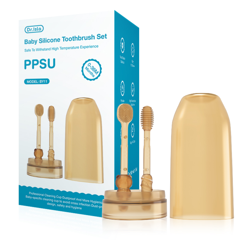 Dr.isla Pembersih Lidah Bayi Silikon BY11 Nano Brown 9 Lapis BPA Free untuk Newborn Foto 5