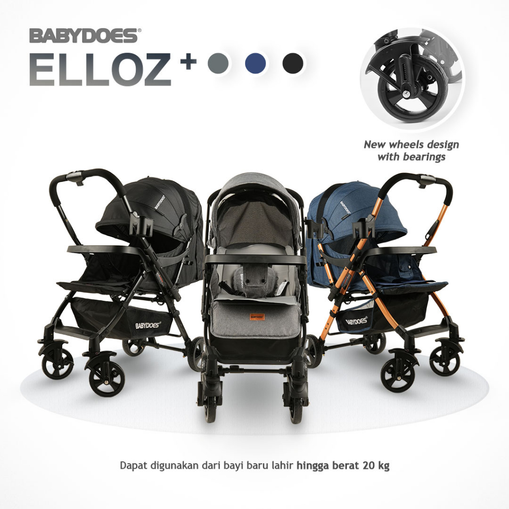 Stroller Babydoes Elloz+ Reversible Handle Kanopi Lebar Newborn hingga 20kg Foto 3