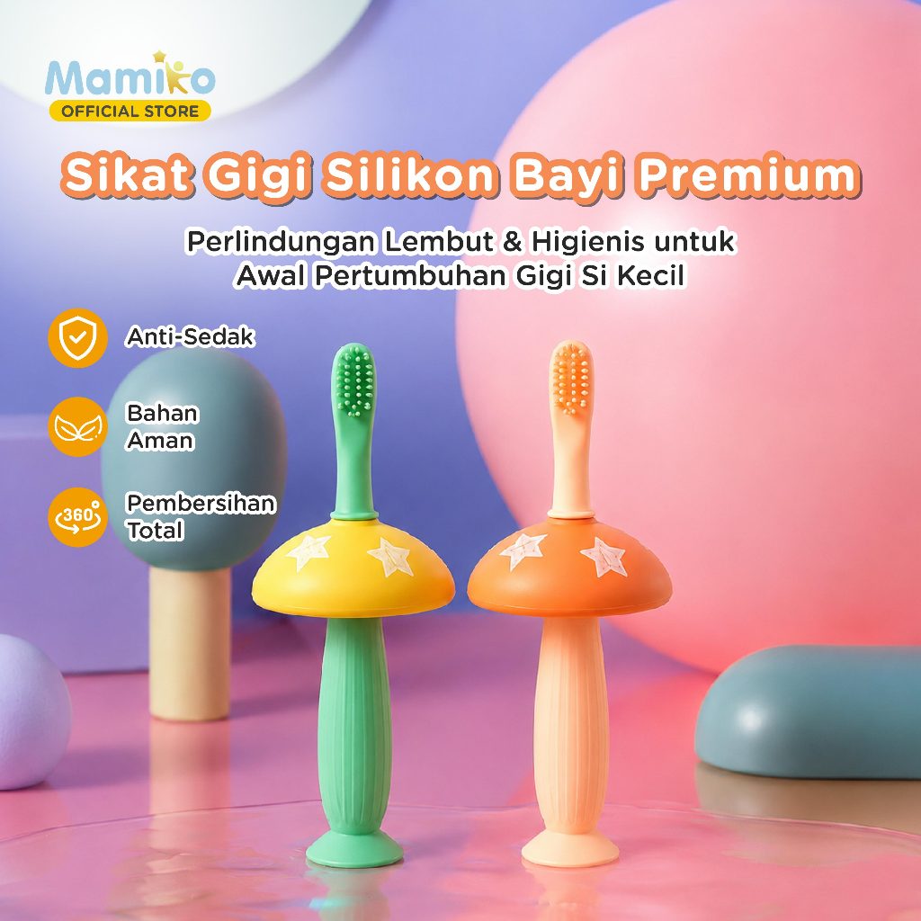 Mamiko Sikat Gigi Training Anak 1-3 Tahun Silikon Lembut & Fleksibel
