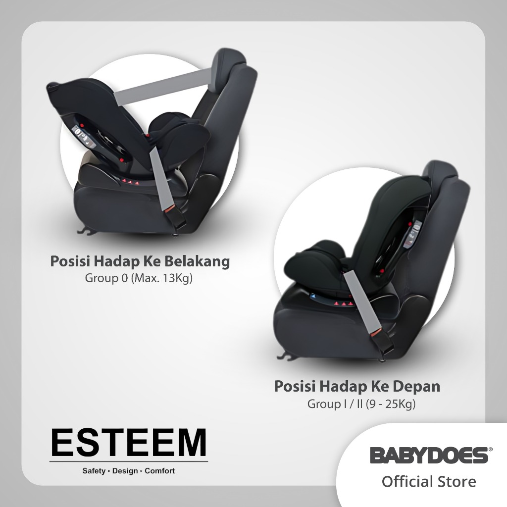 Car Seat Babydoes Esteem 0-25 kg ECE R44/04 5-Point Harness Recline 4 Posisi Foto 3