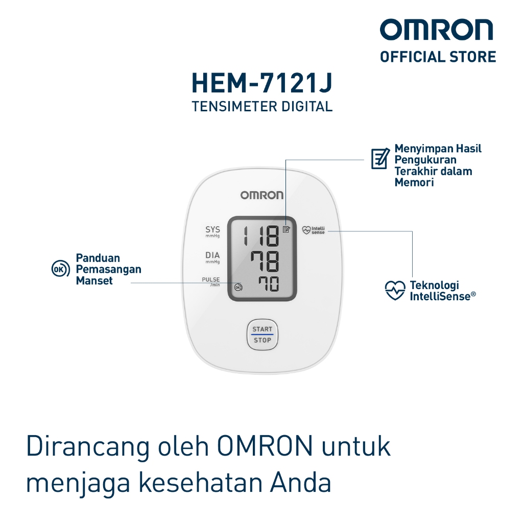 Tensimeter Digital OMRON HEM-7121J Monitor Tekanan Darah Akurat dengan Teknologi IntelliSense Foto 4