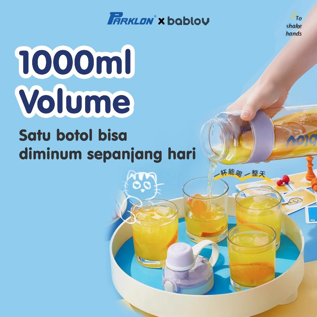 Botol Minum Bablov 2-in-1 Tritan Sedotan & Teguk 1000ml Anti Bocor Foto 2