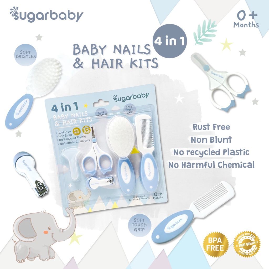 SUGAR BABY Perlengkapan Kuku & Rambut Bayi 4in1 Set Gunting Sisir Sikat Premium Foto 6