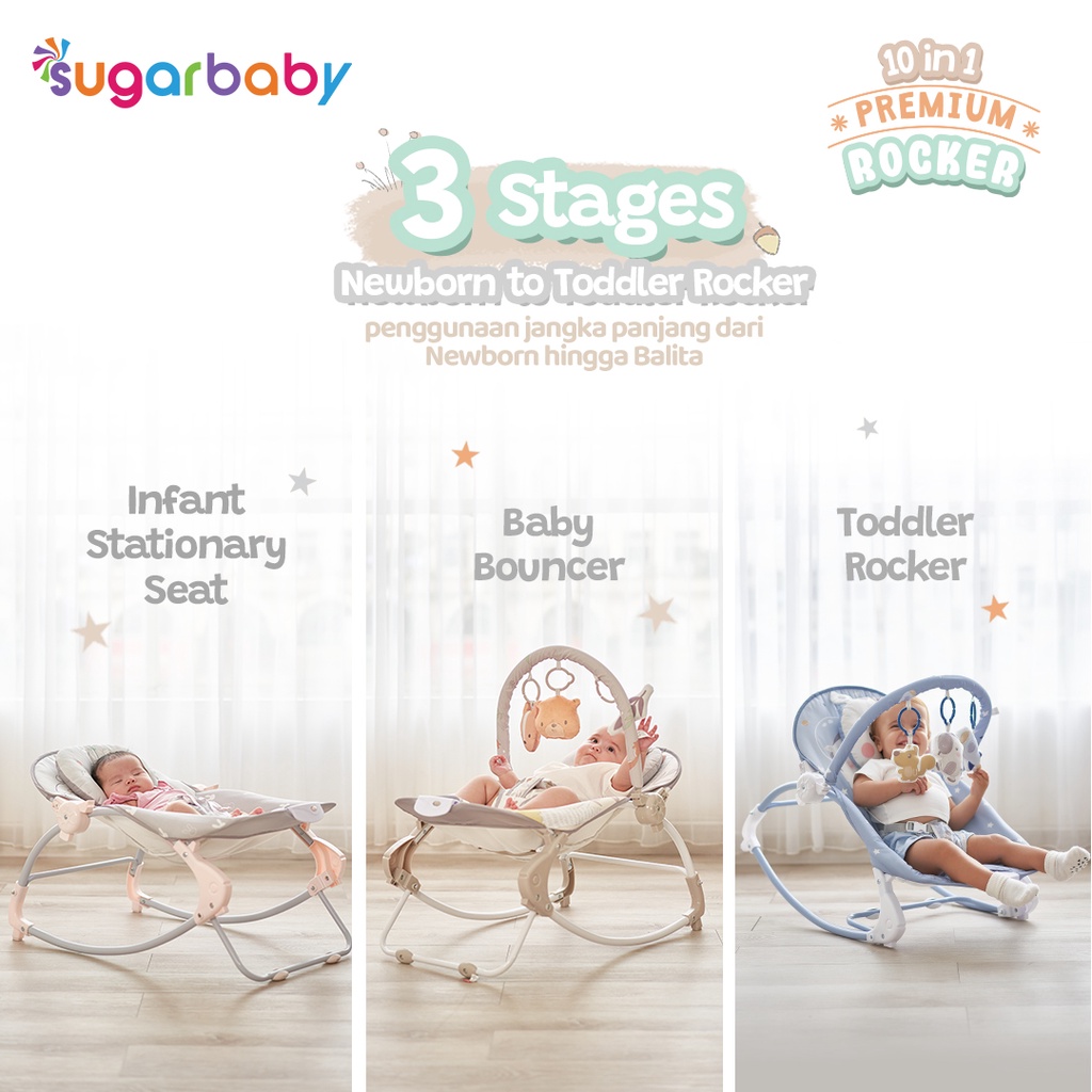 Ayunan Bayi Sugarbaby 10in1 Premium Rocker Bouncer Kursi Goyang Manual Foto 3