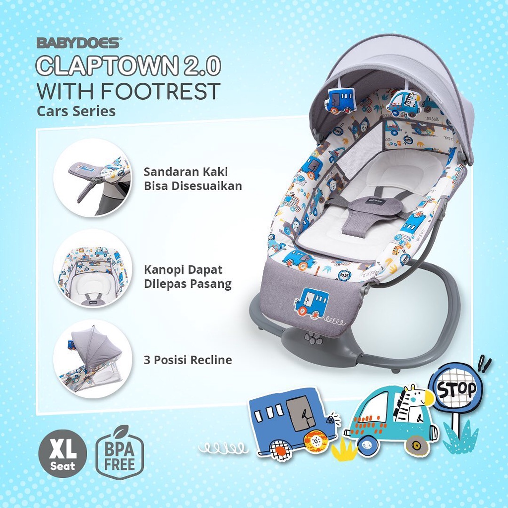 Ayunan Bayi Babydoes Claptown 2.0 with Footrest Side to Side Movement 15 Lagu Foto 5