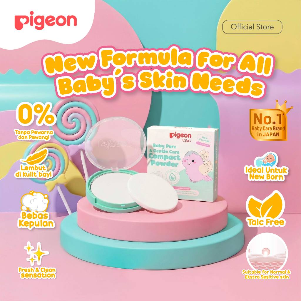 Pigeon Baby Pure & Gentle Care Compact Powder Bedak Padat Talc-Free Chamomile 45gr Foto 2