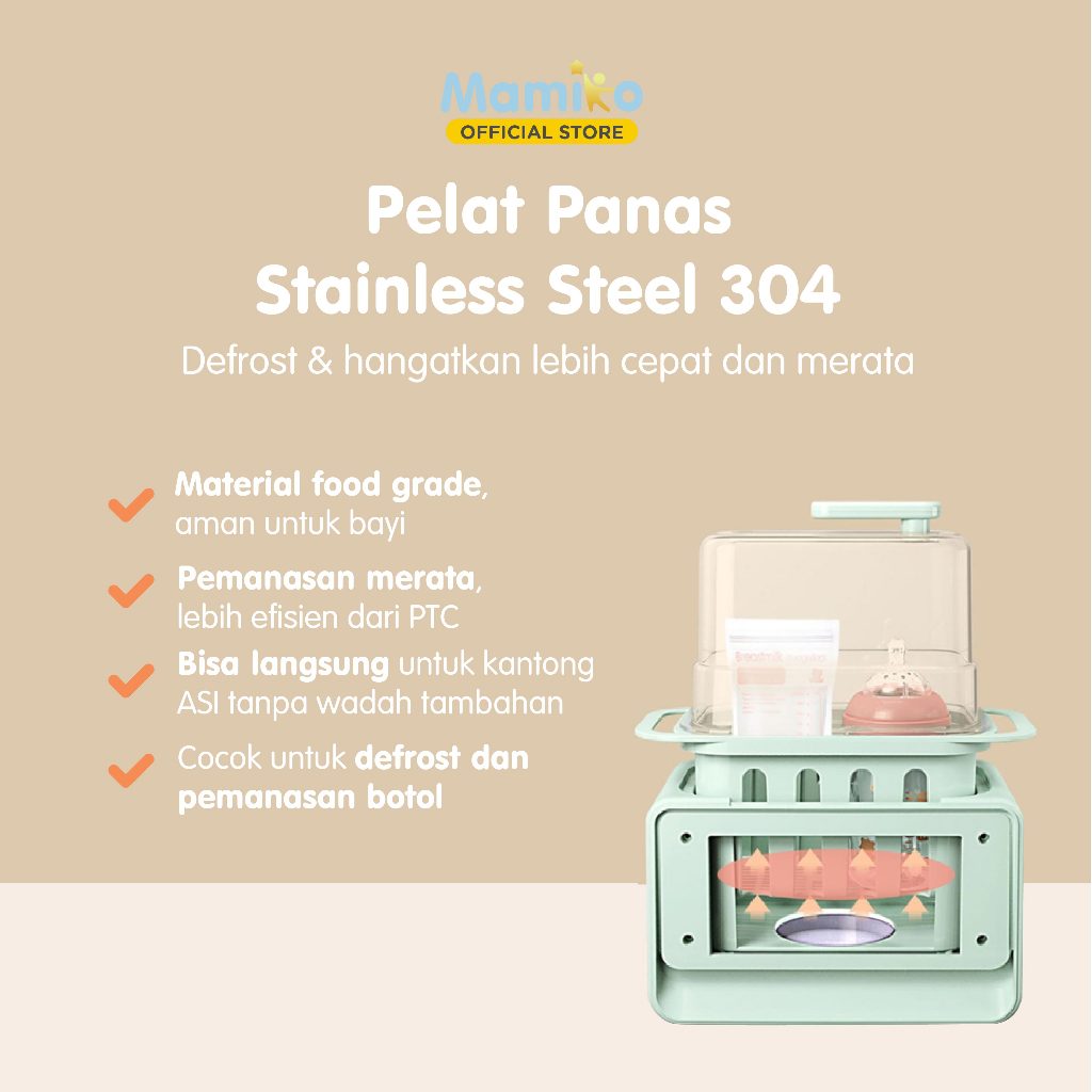 Mamiko Milk Warmer Multifungsi 6-in-1 Pemanas ASI & Sterilisasi Uap Double Bottle Foto 4