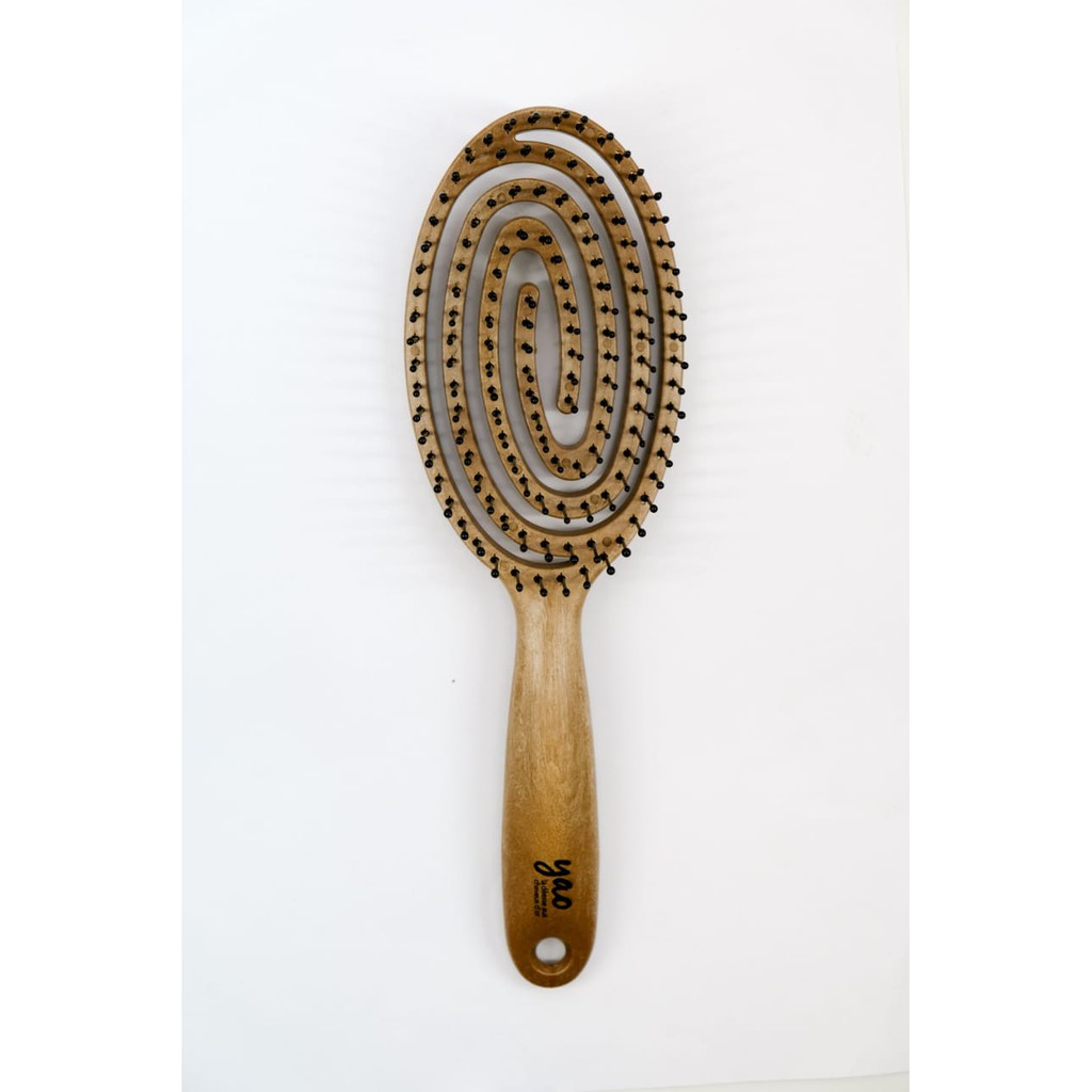 Sisir Rambut Yao Round Wood Texture Anti Rontok Asal Korea Foto 4