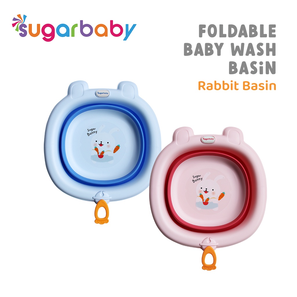 Sugar Baby Foldable Baby Wash Basin Ember Lipat Portable BPA Free Motif Dino Rabbit Foto 7