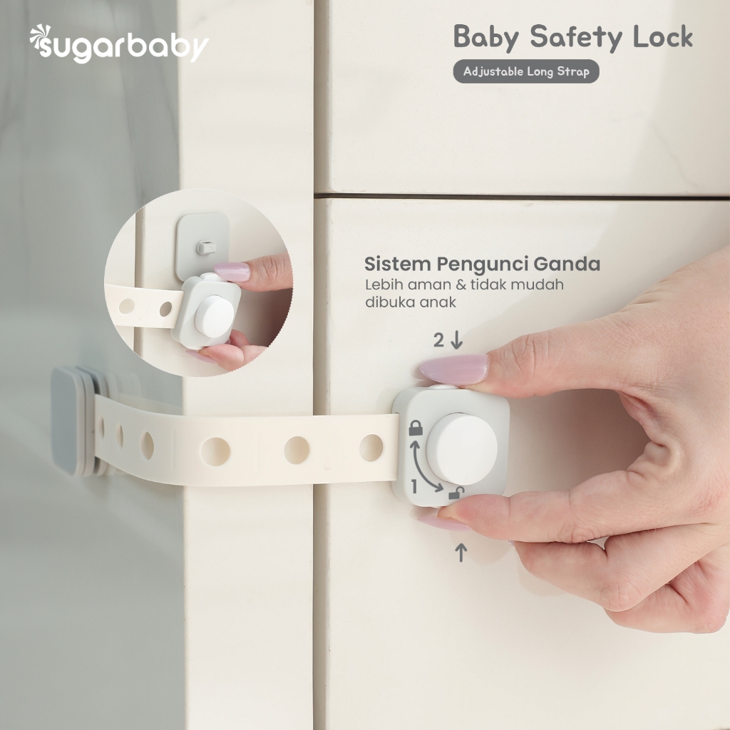 Sugarbaby Baby Safety Lock Short Adjustable Long Strap Pengaman Laci Lemari Foto 3