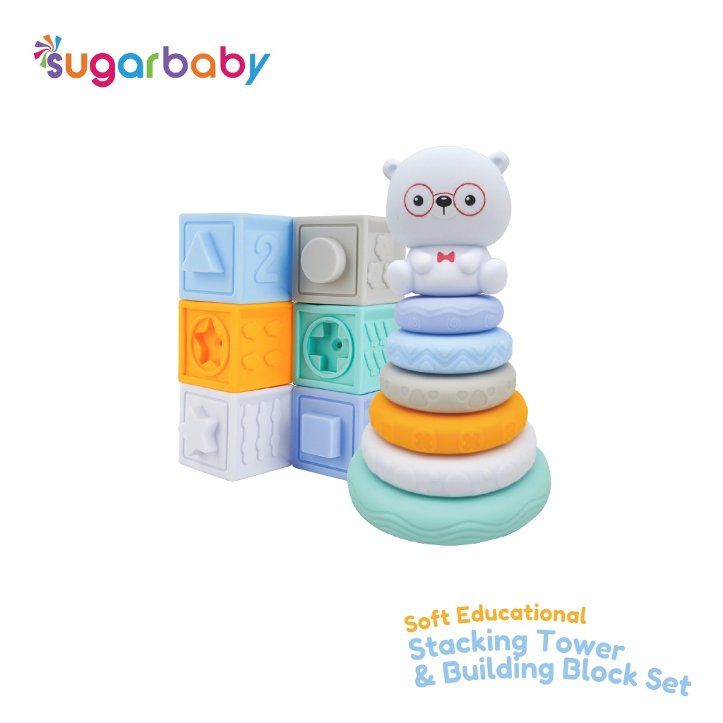 Mainan Edukasi Bayi Sugarbaby Soft Stacking Tower & Block Set PVC BPA Free Foto 8