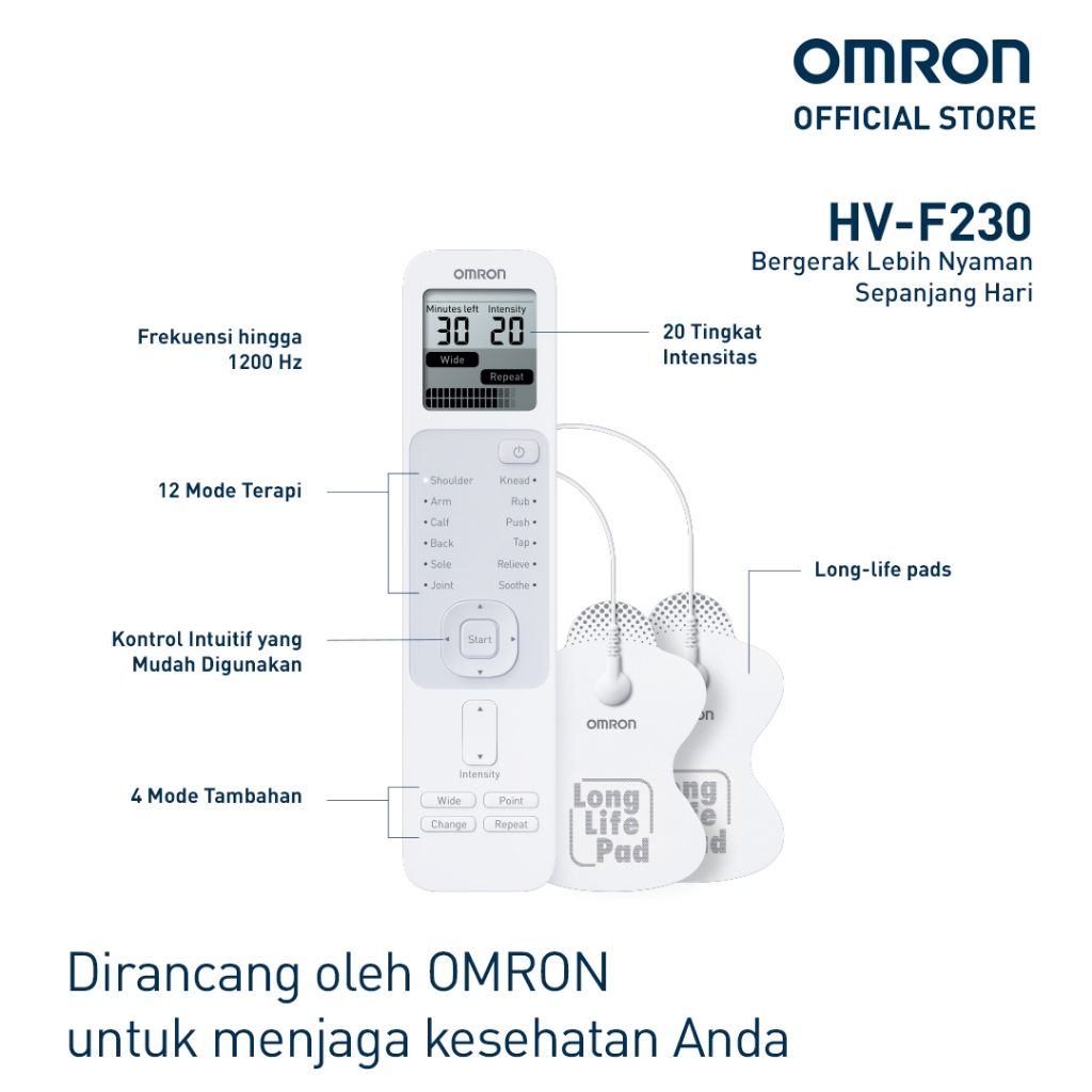Omron HV-F230 TENS Massager Elektrik Alat Terapi Nyeri Otot 12 Mode Foto 2