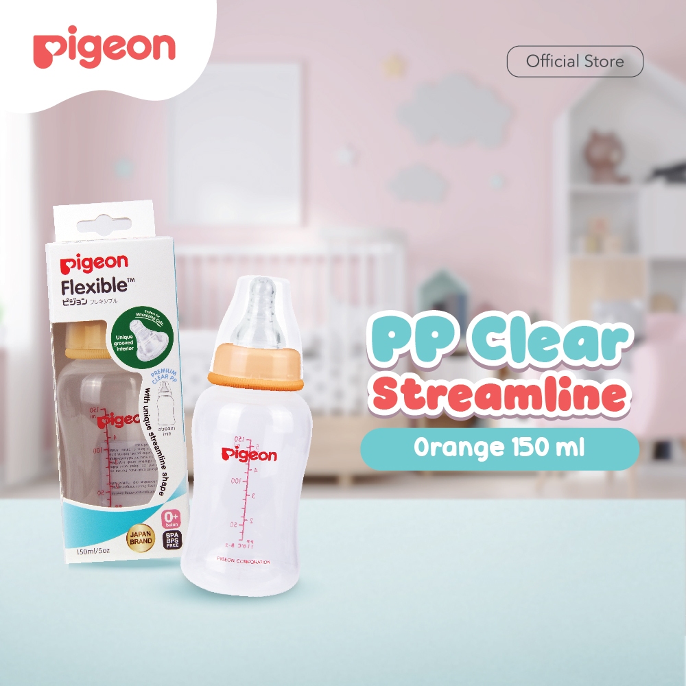 Botol Susu Pigeon Slim Neck PP Clear Streamline 150ml Dot Peristaltic S Anti Kolik Foto 6