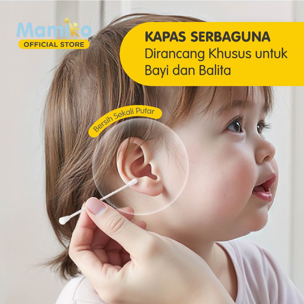 Mamiko Cotton Buds Bayi 2in1 Spiral Cekung Pembersih Telinga Hidung 200 pcs Foto 2
