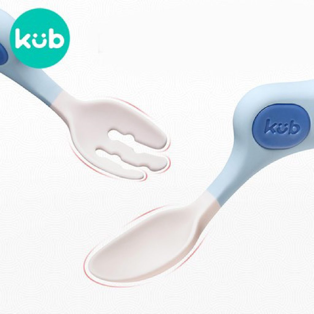 Sendok Garpu Bayi Mamiko KUB Working Curved Spoon Fleksibel Silikon MPASI Foto 3