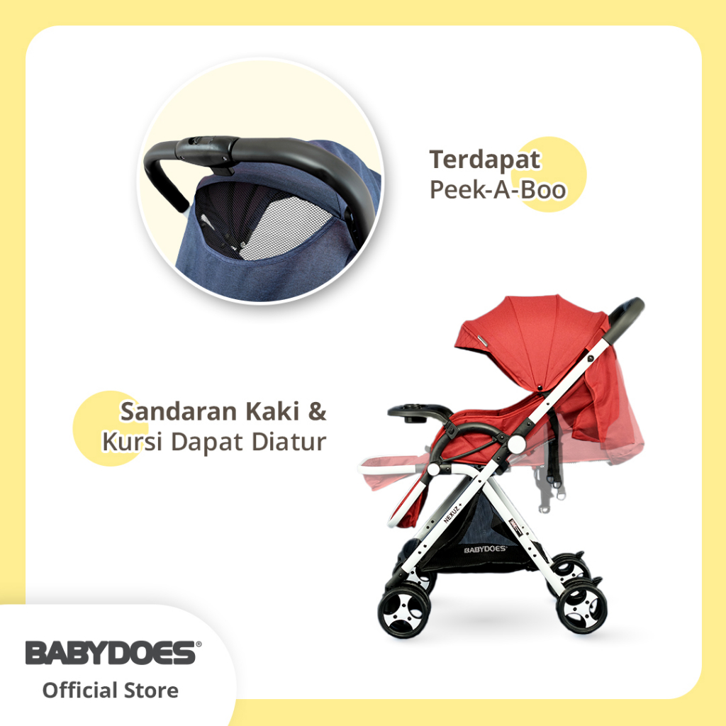 Babydoes Nexuz+ Stroller Compact Kereta Bayi Newborn Sampai 36 Bulan Dilipat Satu Tangan Foto 4