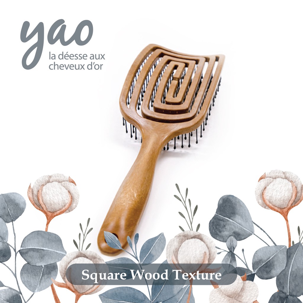 Sisir Rambut Yao Square Wood Texture Anti Rontok Buatan Korea Selatan Foto 3
