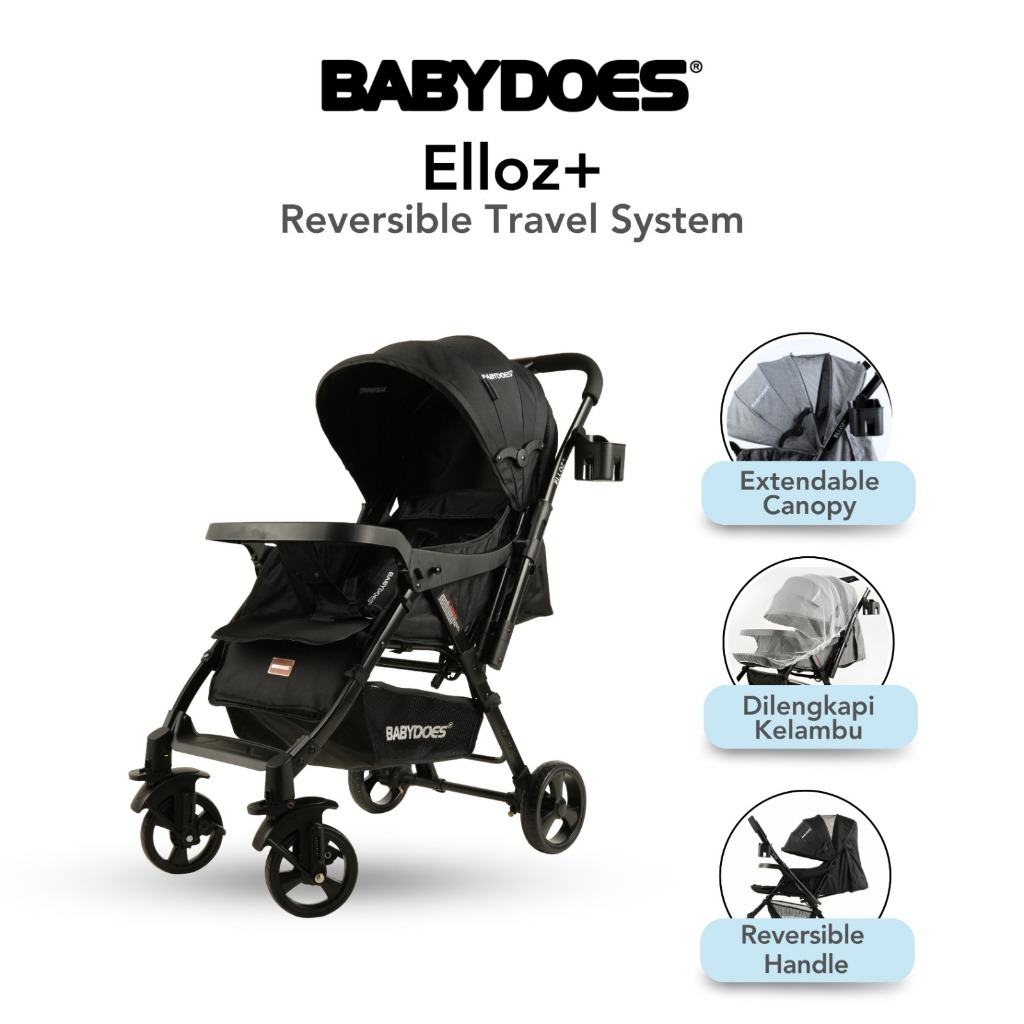 Stroller Babydoes Elloz+ Reversible Handle Kanopi Lebar Newborn hingga 20kg Foto 2