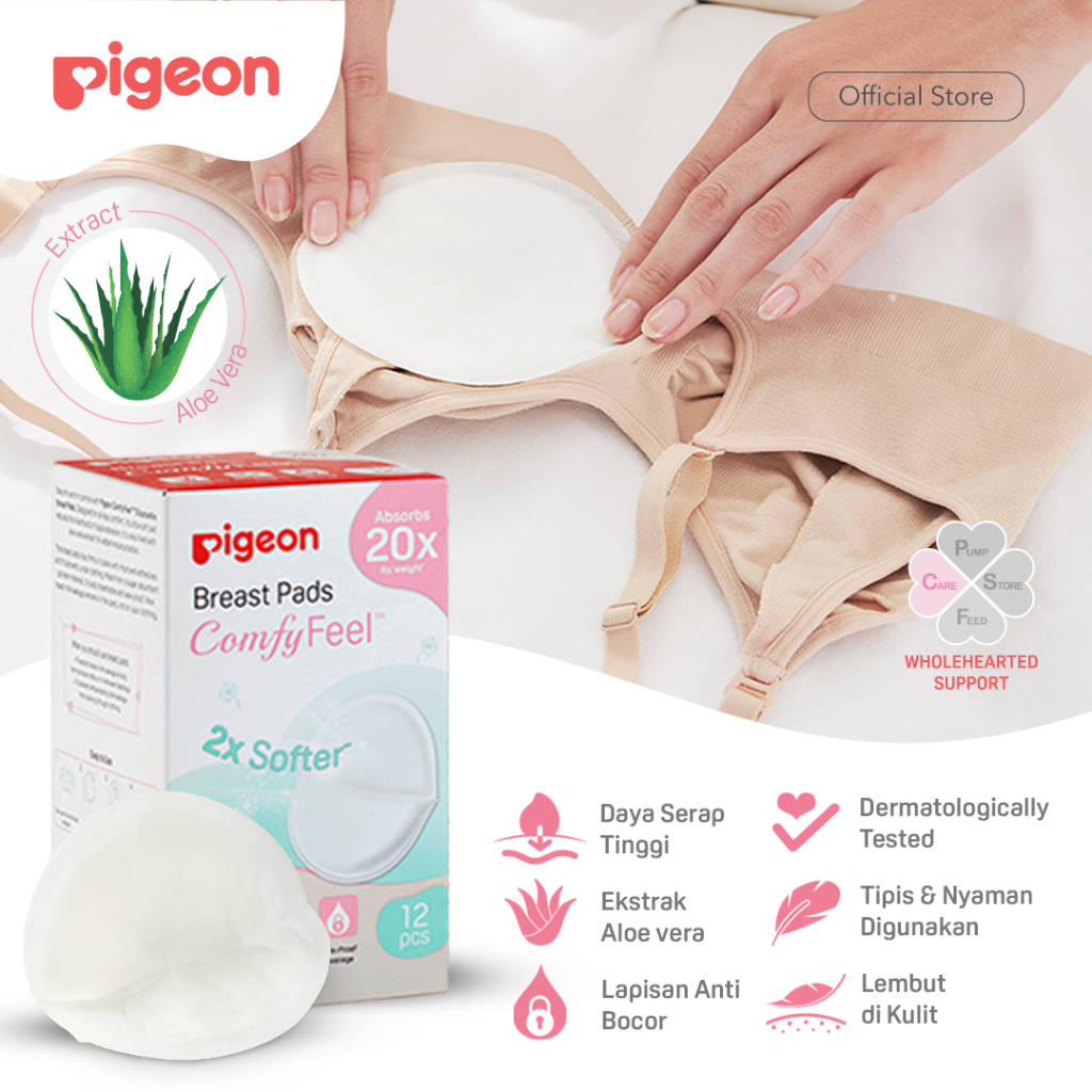 Pigeon Breast Pads Comfyfeel Penyerap ASI Sekali Pakai dengan Aloe Vera Isi 30pcs Foto 2