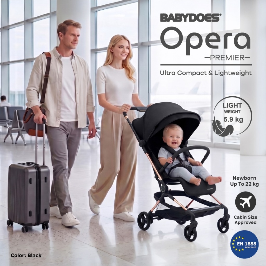 Babydoes Opera Stroller Cabin Size Ringan Dilipat Portable untuk Newborn sampai 22kg Foto 6