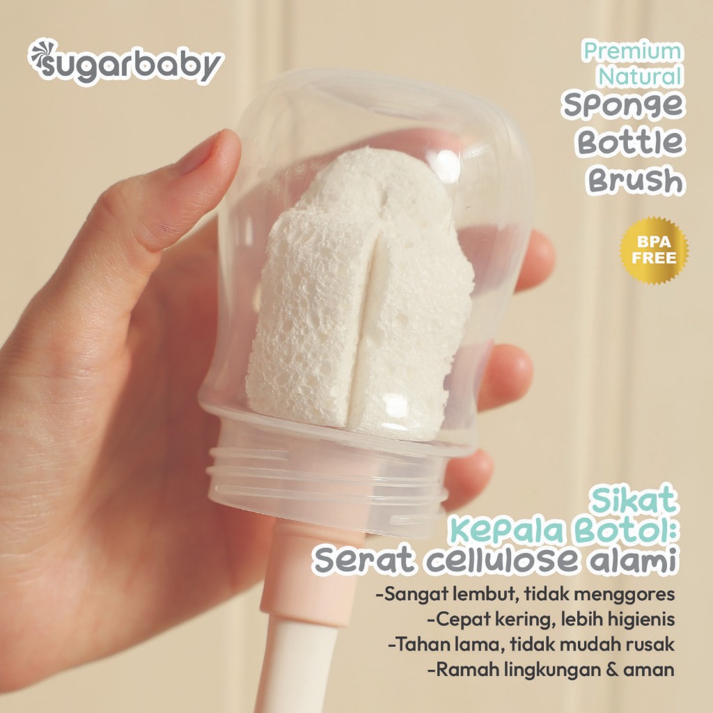Sikat Botol Bayi Sugarbaby Premium Natural Sponge 5in1 Set Multifungsi BPA Free Foto 3
